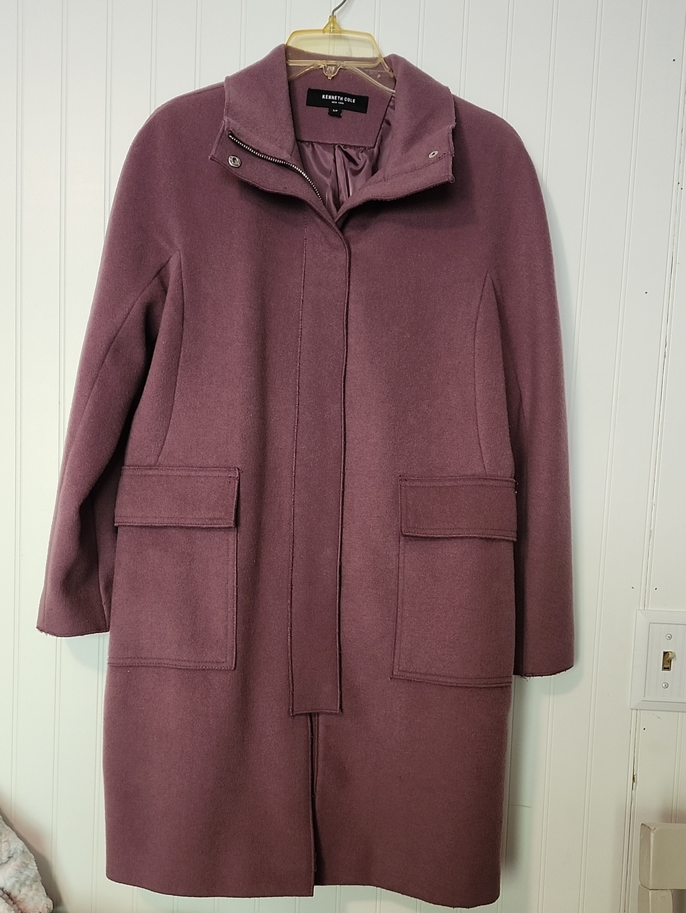 Kenneth Cole Rosewood Wool-Blend Trench Coat. Size S